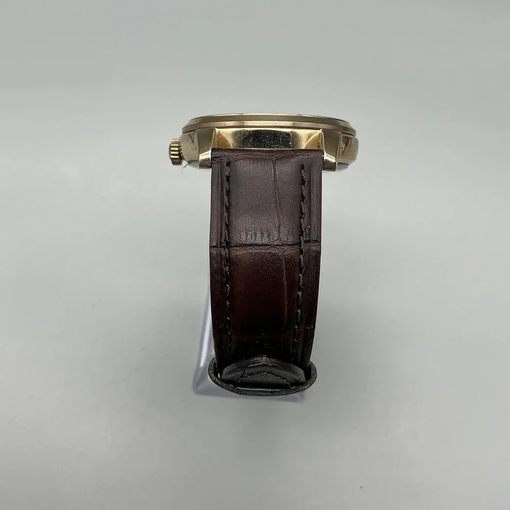 Citizen Eco-Drive Mens Watch 44mm Black Dial Brown Leather 8729-S093040 Day Date